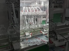 500 ml di bottiglia per infusione con linea di riempimento-blocco-coperchio in azione