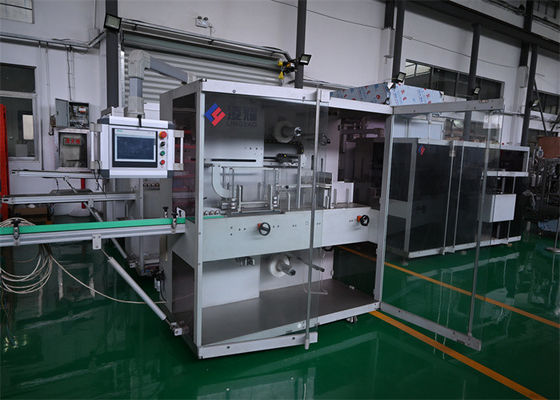 Fascettatrice automatica compatta per pellicole in PE per cartoni medicali Imballaggi terziari con allungamento a freddo per prodotti diagnostici e sanitari sensibili al calore